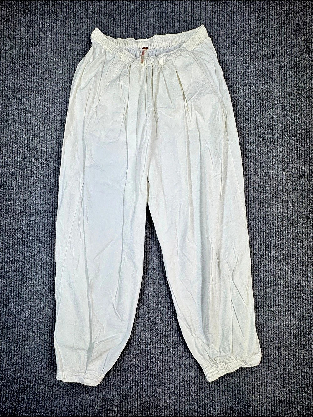 Free People Women's Off White Harem Pants XS Cotton Rayon Woven Relaxed Tapered
